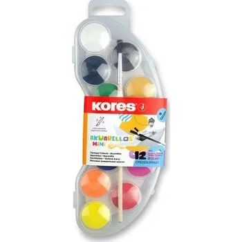 Vodová barva Vodové barvy Kores Akuarellas Mini - 12 barev, průměr 25 mm
