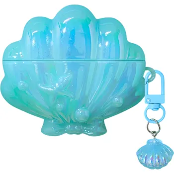 Příslušenství pro sluchátka Podmořský design mušlové silikonové ochranné pouzdro pro AirPods Pro 2 s kresleným motivem mušle a podmořské tématiky, chrání proti poškrábání