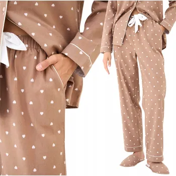 Dámské oblečení Dámské bavlněné pyžamové kalhoty se srdíčka, dámské pyžamo Naviale L