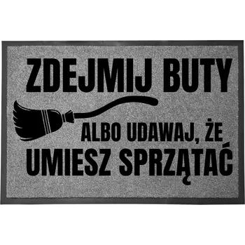 ŠEDÁ VSTUPNÍ ROHOŽKA 40X60 KE DVEŘÍM S HUMOREM - ZOUJ SI BOTY