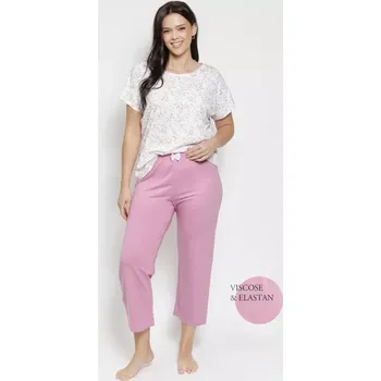 Pánské pyžamo 3563 DÁMSKÉ PYŽAMO MARIELLA 4XL-6XL Béžová 6XL