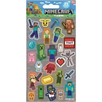 samolepka Samolepky Minecraft šedivé 25ks ve fólii