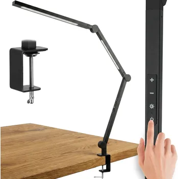 Lampička Stolní LED lampička na psací stůl, dotyková, rýsovací, nastavitelná, dvojitá