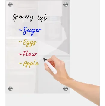 Magnetická průhledná nástěnka 20 x 30 cm Smazatelná plastová tabulka na malování a psaní Připevnění pomocí 4 magnetů Opakovaně použitelná