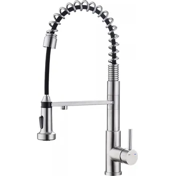 Vodovodní kohout Trojcestná baterie se spirálou a sprchou (kartáčovaný nerez)