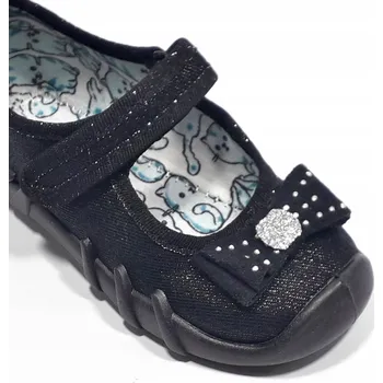 Dívčí bačkory Befado Polské Dětské Papuče Černé Balerínky s Mašličkou, stélka 16cm, vel. 24