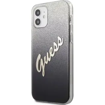 Pouzdro na mobilní telefon GUESS PC TPU Vintage Zadní Kryt pro Apple iPhone 12 mini Gradient černá (3700740494707)