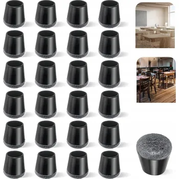 Podložka pod nábytek 24x Černé ochranné návleky / podložky na nohy židlí a nábytku s filcem