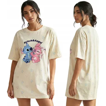Dámská noční košile DISNEY Stitch Angel Dámská košile noční, BAVLNĚNÉ tričko na spaní M