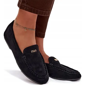 Dámské mokasíny Dámské mokasíny z eko semiše, malý zlatý detail, nazouvací, černé, velikost 36