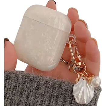 Příslušenství pro sluchátka Luxusní perlové ochranné pouzdro s klíčenkou pro AirPods 1 2 elegantní pouzdro pro bezdrátová sluchátka ochrana a styl krémová