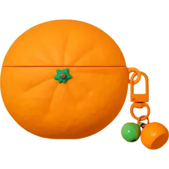 Příslušenství pro sluchátka Ovocný motiv silikonové ochranné pouzdro pro AirPods 3 s 3D kresleným motivem pomeranče / mandarinky, stylové pouzdro na sluchátka