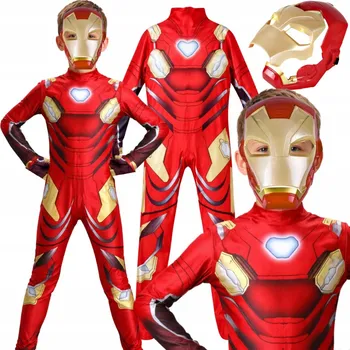 Karnevalový kostým KOSTÝM PŘEVLEK IRON SUPERHRDINA CHLAPECKÁ LED MASKA 128 134