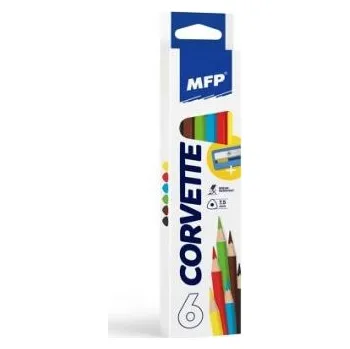 Kresba Pastelky 6ks barevné trojhranné + ořezávátko v krabičce 5,5x24x1,5cm