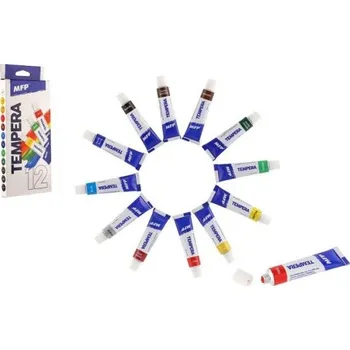 Vodová barva Temperové barvy 12 ks 12ml v krabičce 10x25x2cm