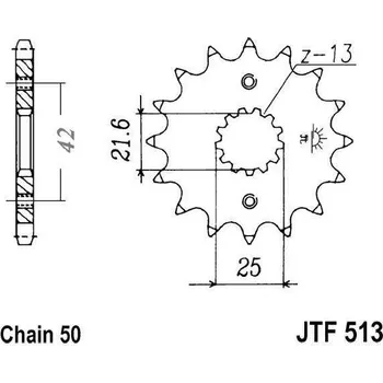 Řetězová sada pro motocykl Řetězové kolečko JT JTF 513-17RB 17 zubů, 530 pogumované CAGIVA Raptor 1000 2000-2005