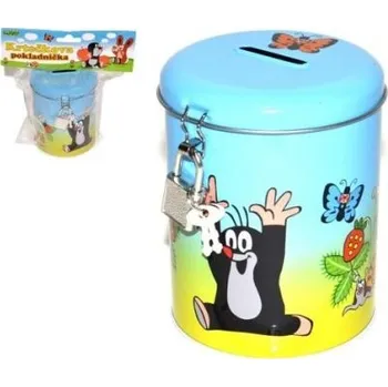 Pokladnička Pokladnička Krtek válec se zámkem plech 9x11cm v sáčku