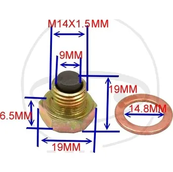 Motodíl Magnetický vypouštěcí šroub JMP M14X1.50 s těsněním YAMAHA MT-03 660 2006-2012