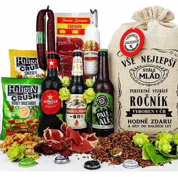 Dárkový potravinový koš Persi - Pivní dárkový koš s masem