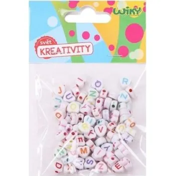 Dětské navlékací korálky Korálky 12 g barevné Abeceda v sáčku 7x11cm