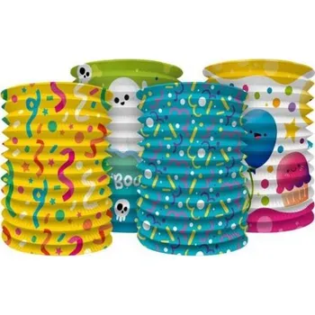 Party dekorace Lampion válec průměr 15cm v sáčku (bez hůlky) 4 druhy karneval