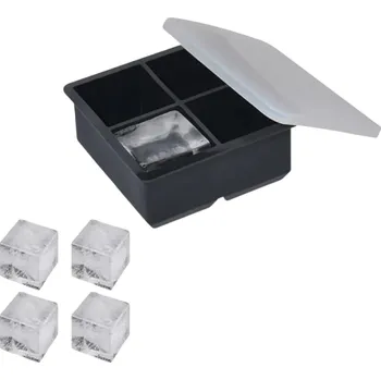 Nádoba na led Silikonová forma na led s víkem 4 mřížky čtvercový tvar 11,5x5cm Ideální pro přípravu čtvercových kostek ledu do nápojů