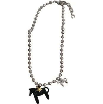 Náhrdelník Dámský choker s přívěskem koně, elegantní a stylový šperk pro milovníky koní černá