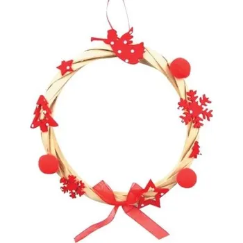 Věnec Věnec proutěný 17cm červený dekor