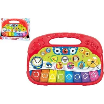 Hudební nástroj pro děti Pianko zvířátka plast 25cm pro nejmenší na baterie se zvukem v krabici 28x20x4cm 12m+
