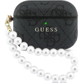 Příslušenství pro sluchátka Guess PU 4G Classic Logo Pearl Strap Pouzdro-Černá / AirPods Pro 3