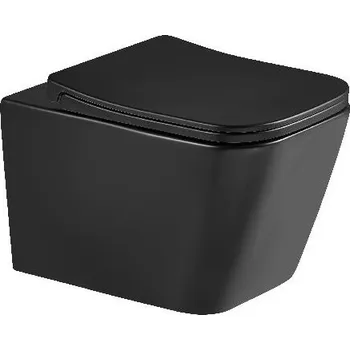 Klozet kielle Závěsné WC se sedátkem Softclose, Vortex Rimless+, matná černá - 30111014-SET1