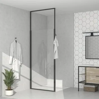 Walk In form&style 90 x 195 cm, nastavitelná výška do 270cm, barva rámu černá dekor skla čiré sklo