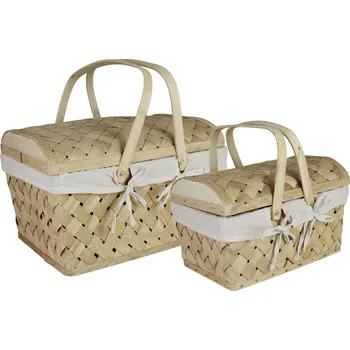 Piknikový koš Strömshaga Dřevěný koš s víkem Agnes Menší