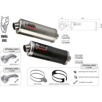 Auto-moto MIVV Oválný velký univerzální tlumič - levá strana 00.73.KU.002.SX2