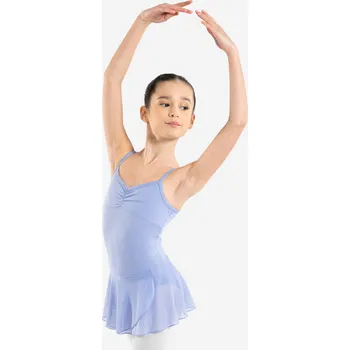 Body DOMYOS Dívčí baletní trikot se sukýnkou 7 LET FIALOVÁ|MODRÁ