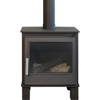 Krbová kamna Volně stojící plynová krbová kamna Karma Ideal ZP, s výkonem 5,9 kW, odtah spalin vyveden do komína, mechanické ovládání, černý plech