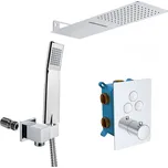 Mereo Mereo, Sprchová sada s termostatickou podomítkovou tlačítkovou baterií - 3-cestná - hranatý kryt, CB60157TC2N