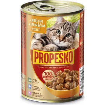 Krmivo pro kočku Propesko Cat konzerva krůtí/jehněčí v želé 415 g