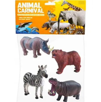 Figurka HRAČKA SADA FIGUREK ZVÍŘAT MEDVĚD NOSOROŽEC HROCH ZEBRA