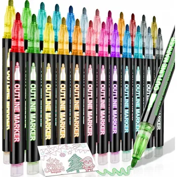 FIXY DVOJITÉ BROKÁTOVÉ 24 POPISOVAČE FIXY METALICKÉ