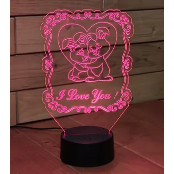 Lampička LED Lampička Králíčci I Love You Dálkový Ovladač Jméno Věnování