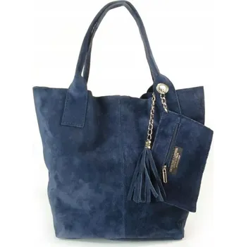 Kabelka Vera Pelle shopper kabelka z pravé kůže modrá