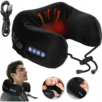 Polštář Bezdrátový Masážní Polštář na Krk ve Tvaru U, Paměťová Pěna, Tichý