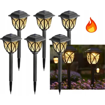 Venkovní osvětlení SOLÁRNÍ ZAHRADNÍ LED LAMPA SLOUPEK 6 Ks VYLEPŠENÝ PANEL PRO OSVĚTLENÍ ZAHRADNÍ CESTY