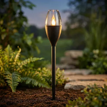 Venkovní osvětlení Solární zahradní lampa LED s efektem plamene PROGARDEN 6 cm černá