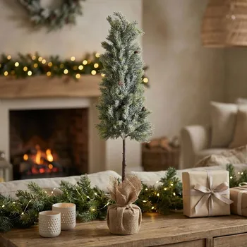 Vánoční dekorace Zasněžený vánoční stromek v květináči s šiškami MONDEX CHRISTMAS DECORATION 106 cm