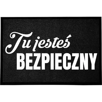 Rohožka ČERNÁ VSTUPNÍ ROHOŽKA 60X40 POD DVEŘE - TADY JSTE V BEZPEČÍ