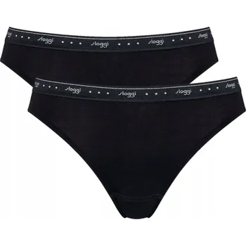 Kalhotky Sloggi Kalhotky dámské bavlněné kalhotky set 100 Tai 2-balení černé M