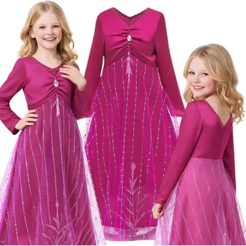 Karnevalový kostým KOSTÝM PŘEVLEK ŠATY ELSA ELZA MAGICKÁ NOC NA KARNEVALOVÝ BÁL 104/110