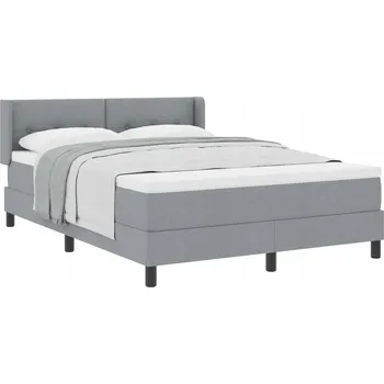 Postel Manželská postel světle šedá 203 x 147 x 88 cm s vícezónovou matrací